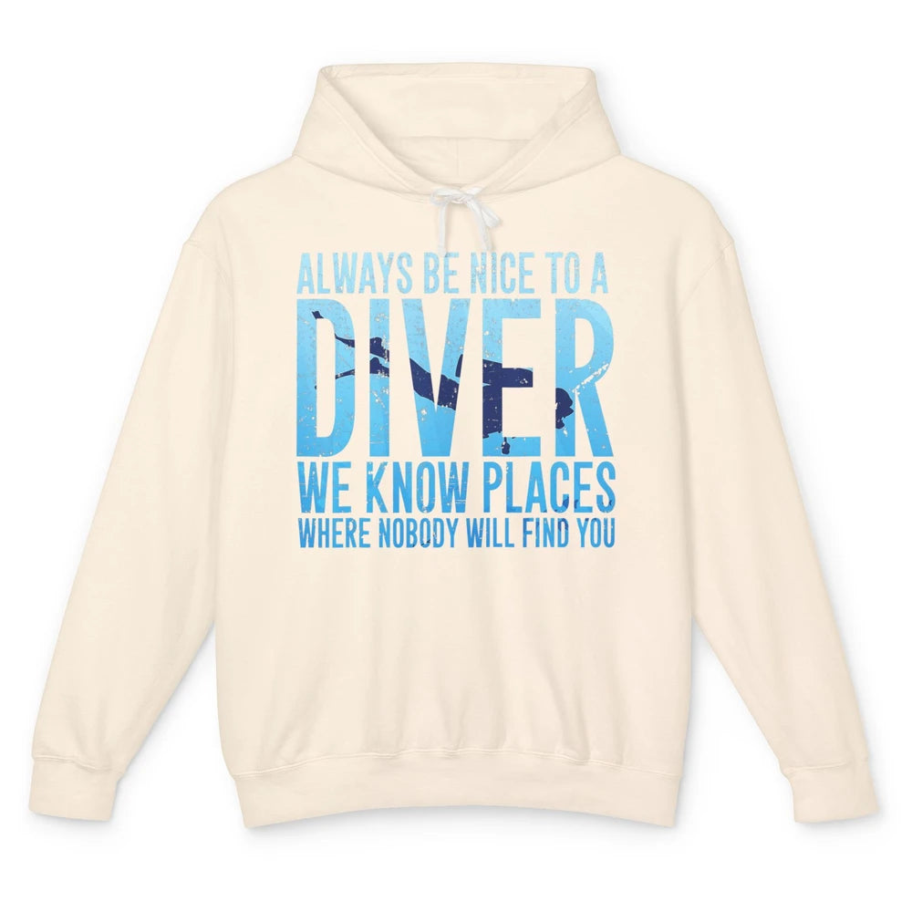 Scuba Diving Funny Saying Nice To Scuba Divers Retro Ocean Unisex Lightweight Hoodie