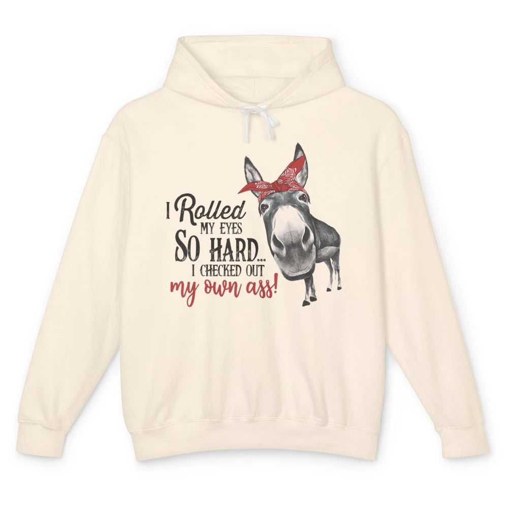 Funny Donkey Mom I Rolled My Eyes Farming Life Farm Animal Unisex Lightweight Hoodie