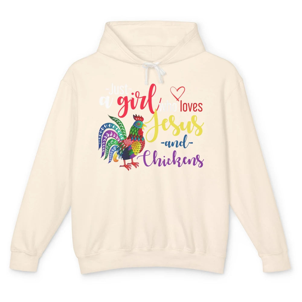 Just A Girl Loves Christian Chicken Farmer Jesus Christ God Unisex Lightweight Hoodie