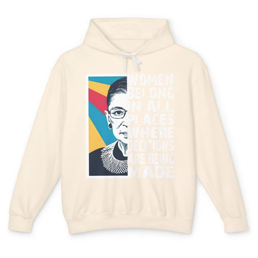 Women Rights Ruth Bader Ginsburg Feminism Support Girl Power Unisex Lightweight Hoodie