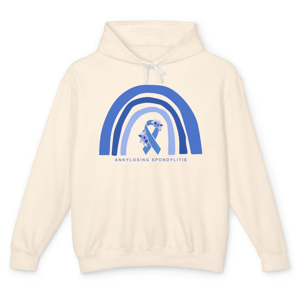 Ankylosing Spondylitis Awareness Support Floral Blue Ribbon Unisex Lightweight Hoodie