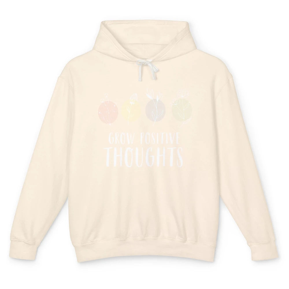 Retro Grow Positive Thoughts Vintage Wildflowers Happy Mind Unisex Lightweight Hoodie