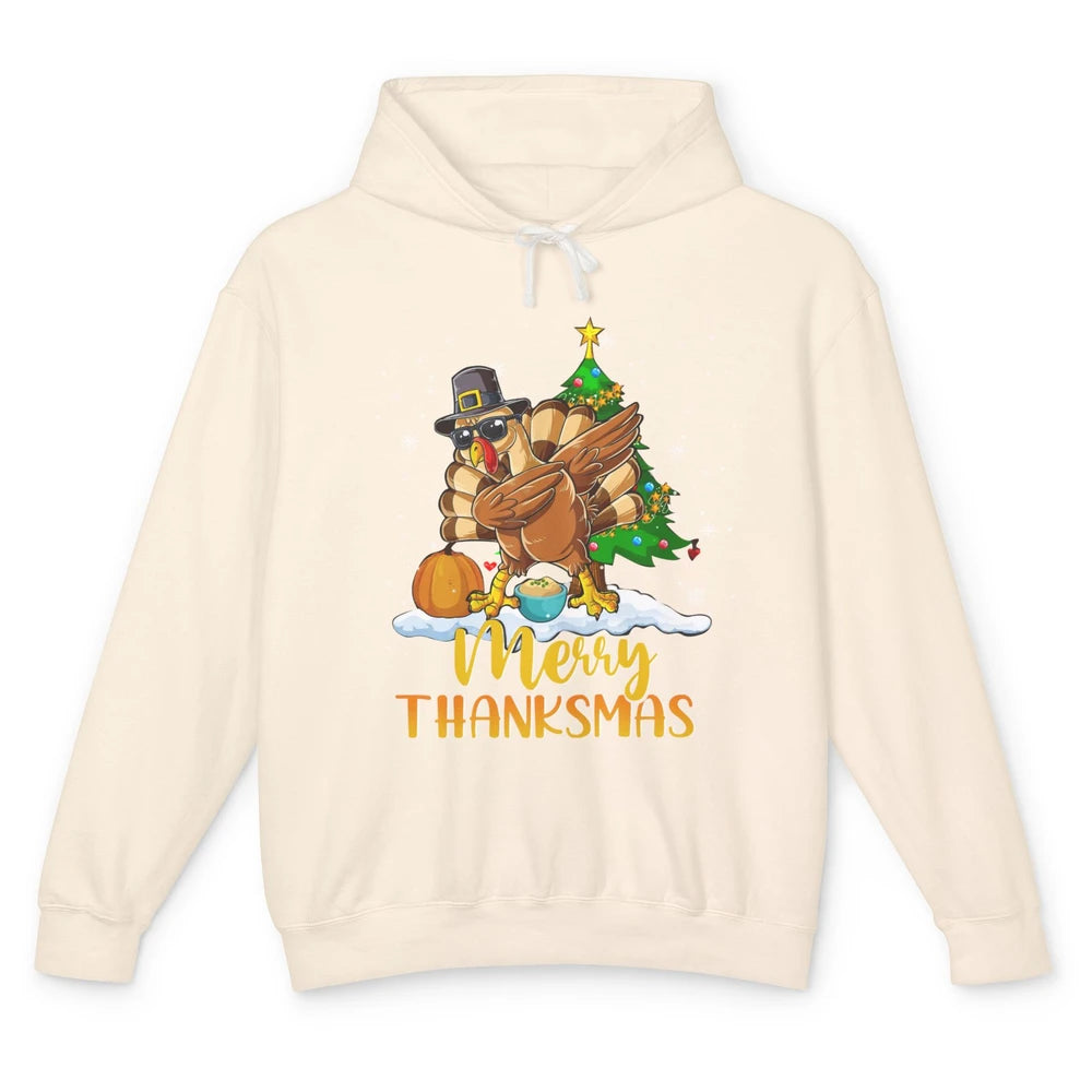 Funny Turkey Merry Thanksmas Christmas Thanksgiving Gift Unisex Lightweight Hoodie