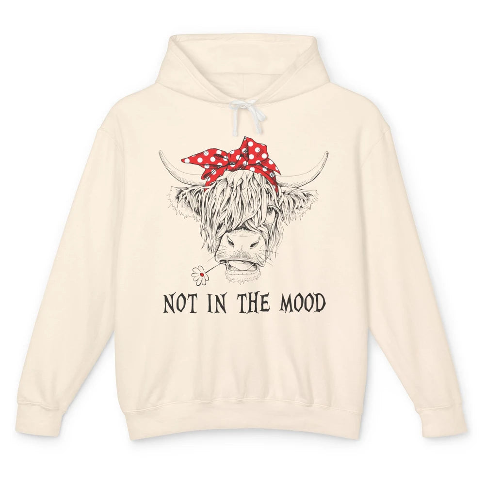 Funny Highland Cow Bandana Not In The Mood Western Cattle Unisex Lightweight Hoodie