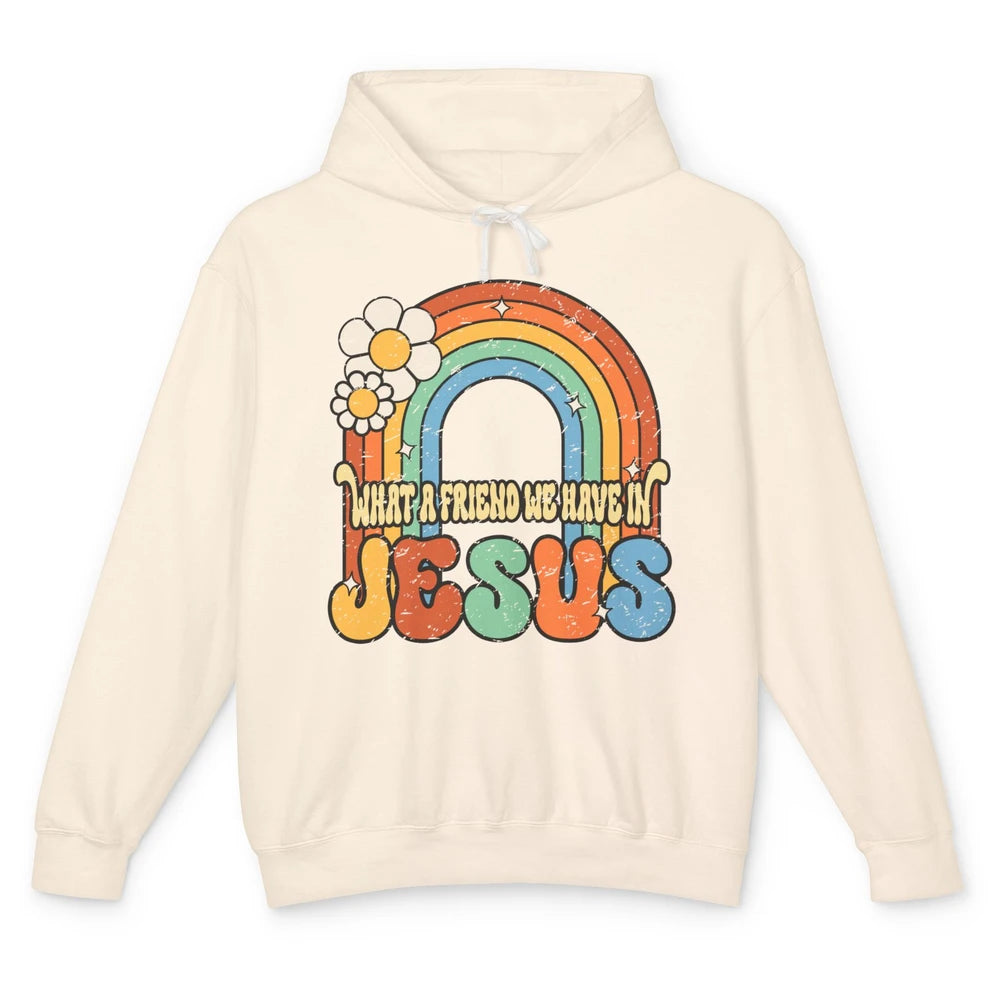 Boho Rainbow Christian What A Friend We Have In Jesus God Unisex Lightweight Hoodie