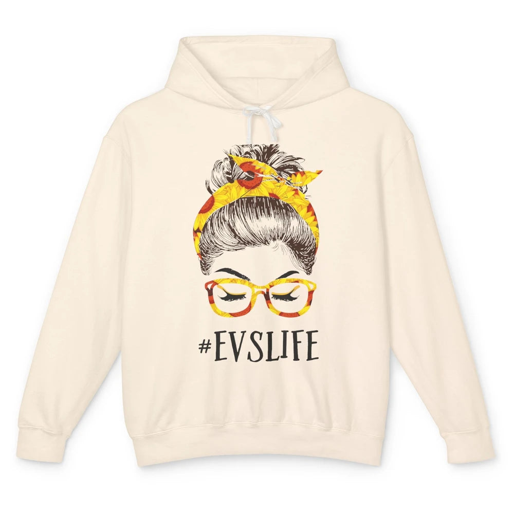 EVS Life Messy Bun Hair Sunflower Headband Appreciation Gift Unisex Lightweight Hoodie