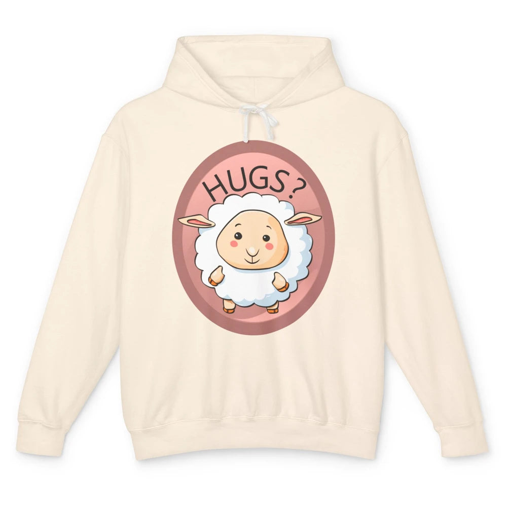 Cute Hugs Baby Sheep Shepherd Lamb Farm Animal Farmer Kawaii Unisex Lightweight Hoodie