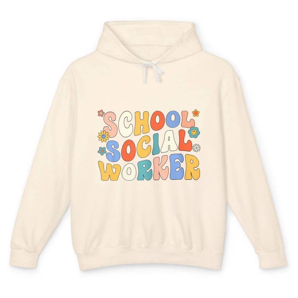 Groovy School Social Worker Retro 70s Teacher First Day Boho Unisex Lightweight Hoodie