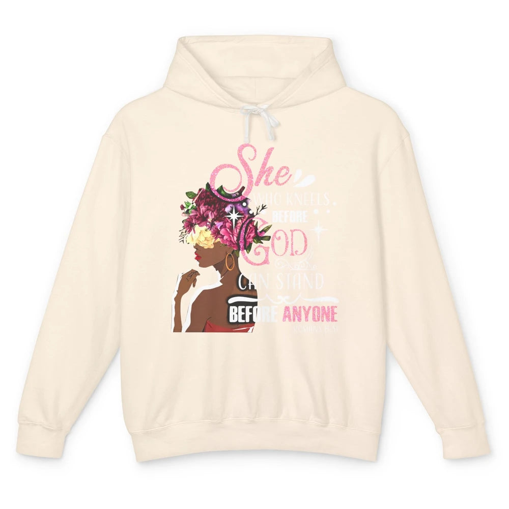 Black Girl She Who Kneels Before God Christian Afro Women Unisex Lightweight Hoodie