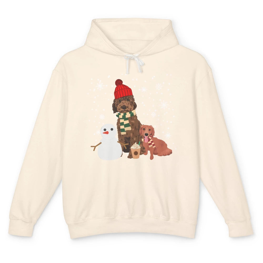 Christmas Goldendoodle Winter Dog Snowman Doodle Xmas Gift Unisex Lightweight Hoodie