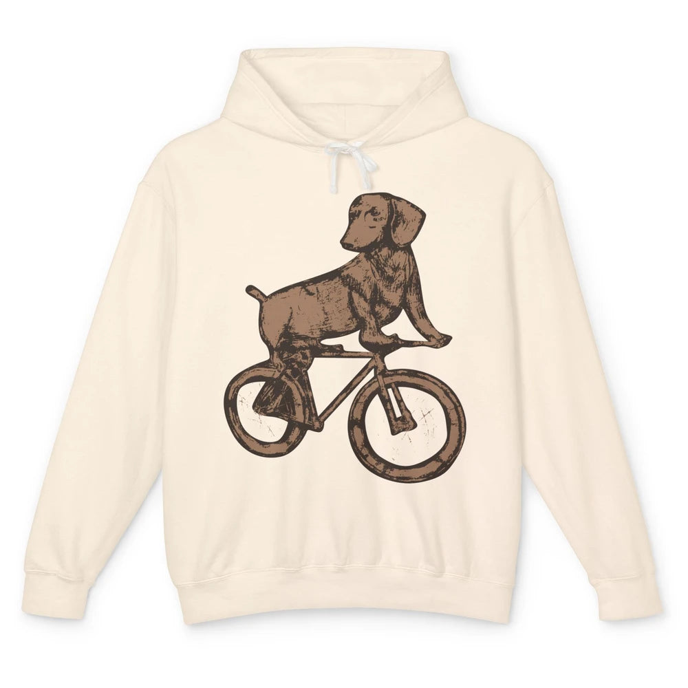 Dachshund On A Bike Funny Dachshund Bicycle Lovers Gift Unisex Lightweight Hoodie