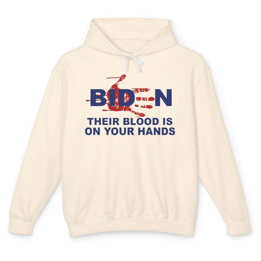 Funny Joe Biden Red Hand Anti Biden Liberal Republican Gift Unisex Lightweight Hoodie