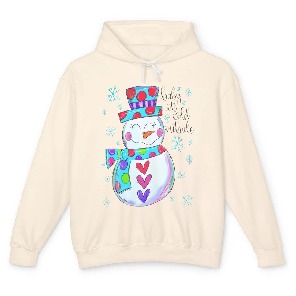 Winter Snowman Baby It's Cold Outside Christmas Hand Drawn Unisex Lightweight Hoodie