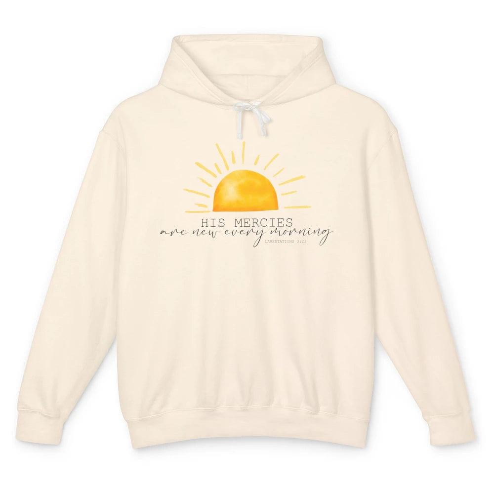 Retro Sunshine His Mercies Are New Every Morning Christian Unisex Lightweight Hoodie