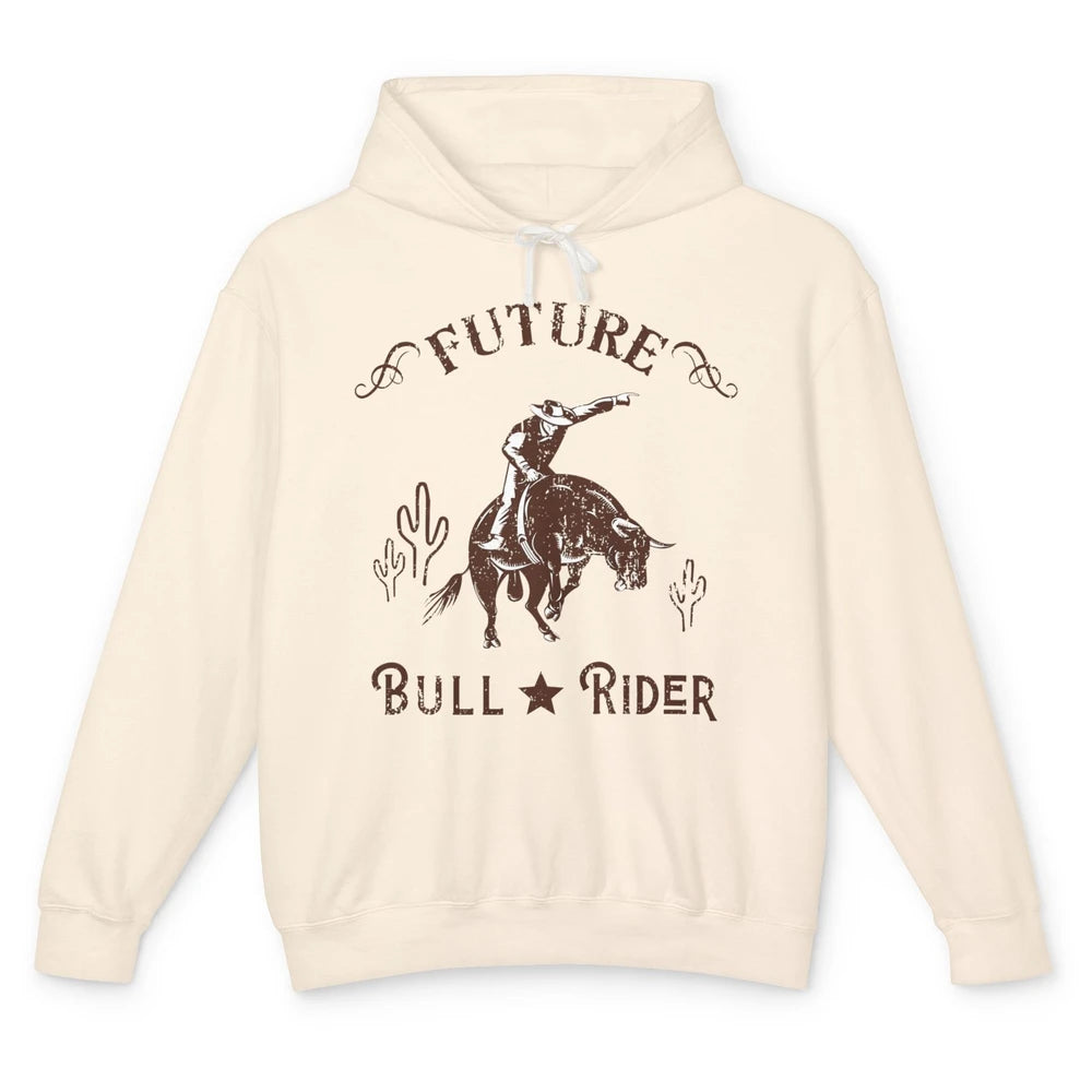 Retro Future Bull Rider Cowboy Western Country Cactus Riding Unisex Lightweight Hoodie