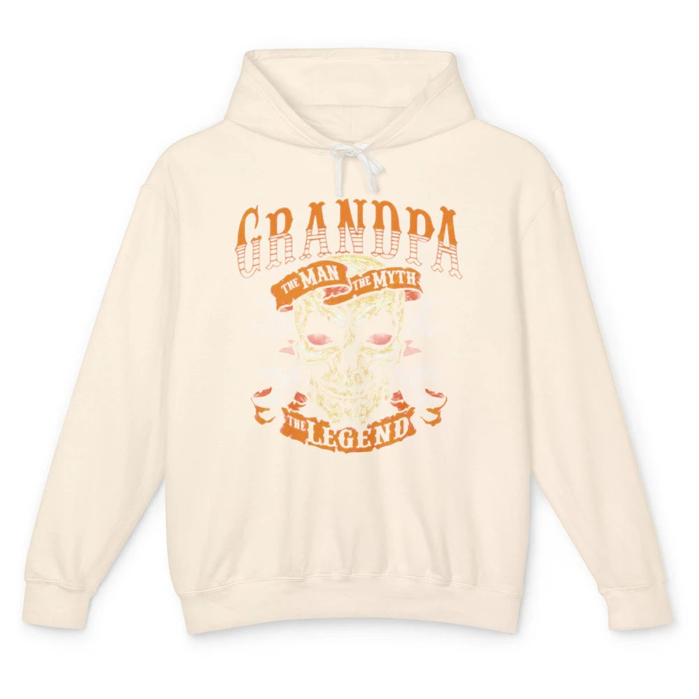 Father's Day Grandpa The Man The Myth The Legend Skull Unisex Lightweight Hoodie