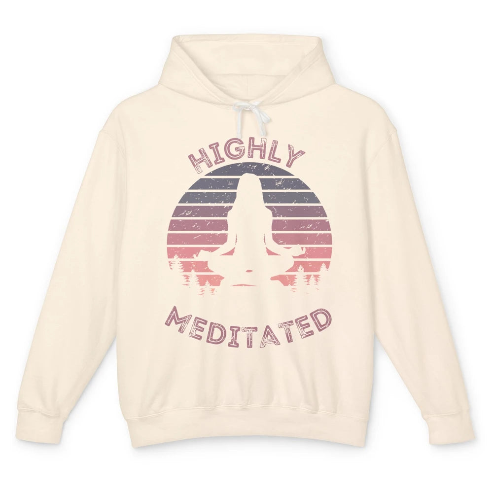 Vintage Woman Doing Yoga Highly Meditated Meditation Lovers Unisex Lightweight Hoodie