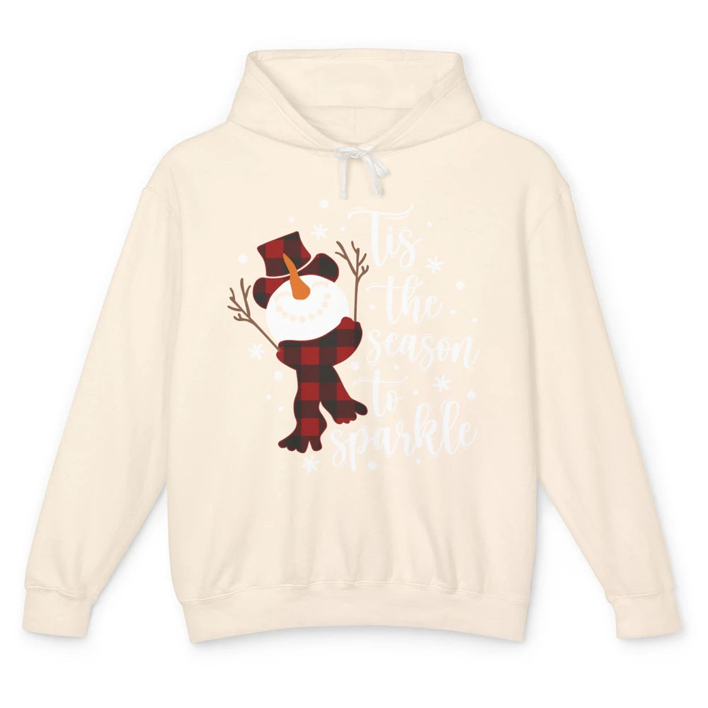 Funny Snowman Tis The Season To Sparkle Merry Christmas Unisex Lightweight Hoodie