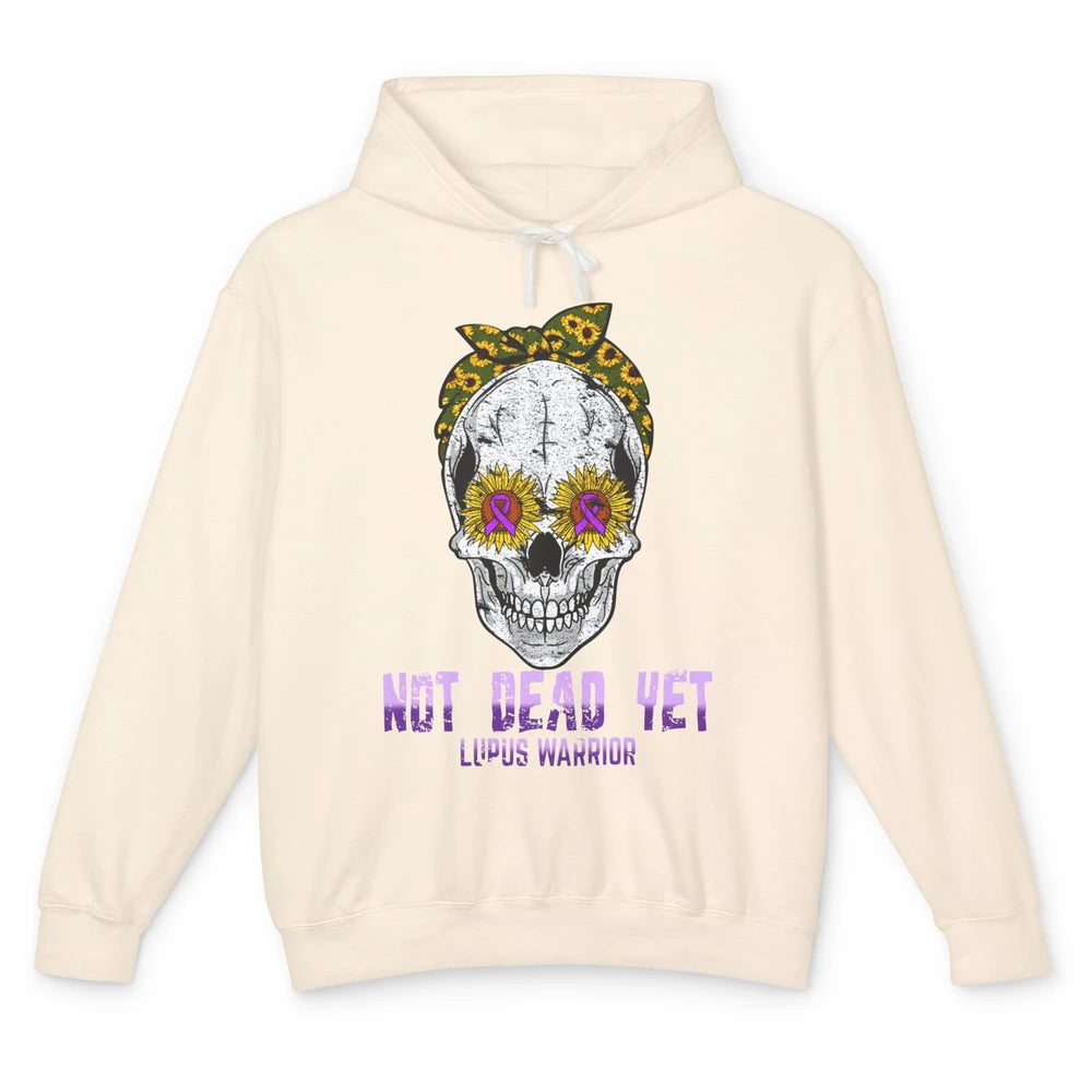 Not Dead Yet Skull Lupus Awareness Funny Sunflower Skeleton Unisex Lightweight Hoodie