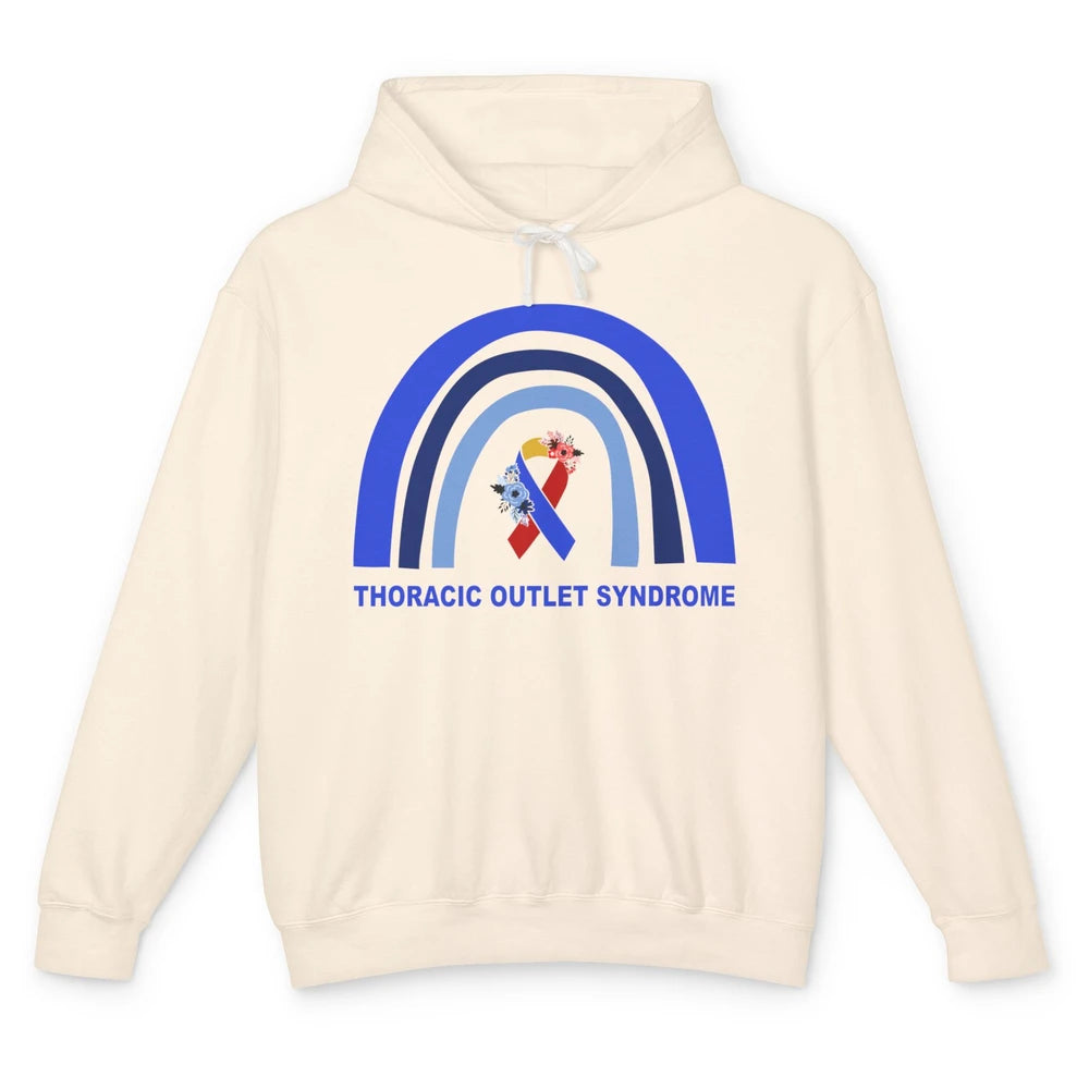 Thoracic Outlet Syndrome Awareness Floral Blue Red Ribbon Unisex Lightweight Hoodie