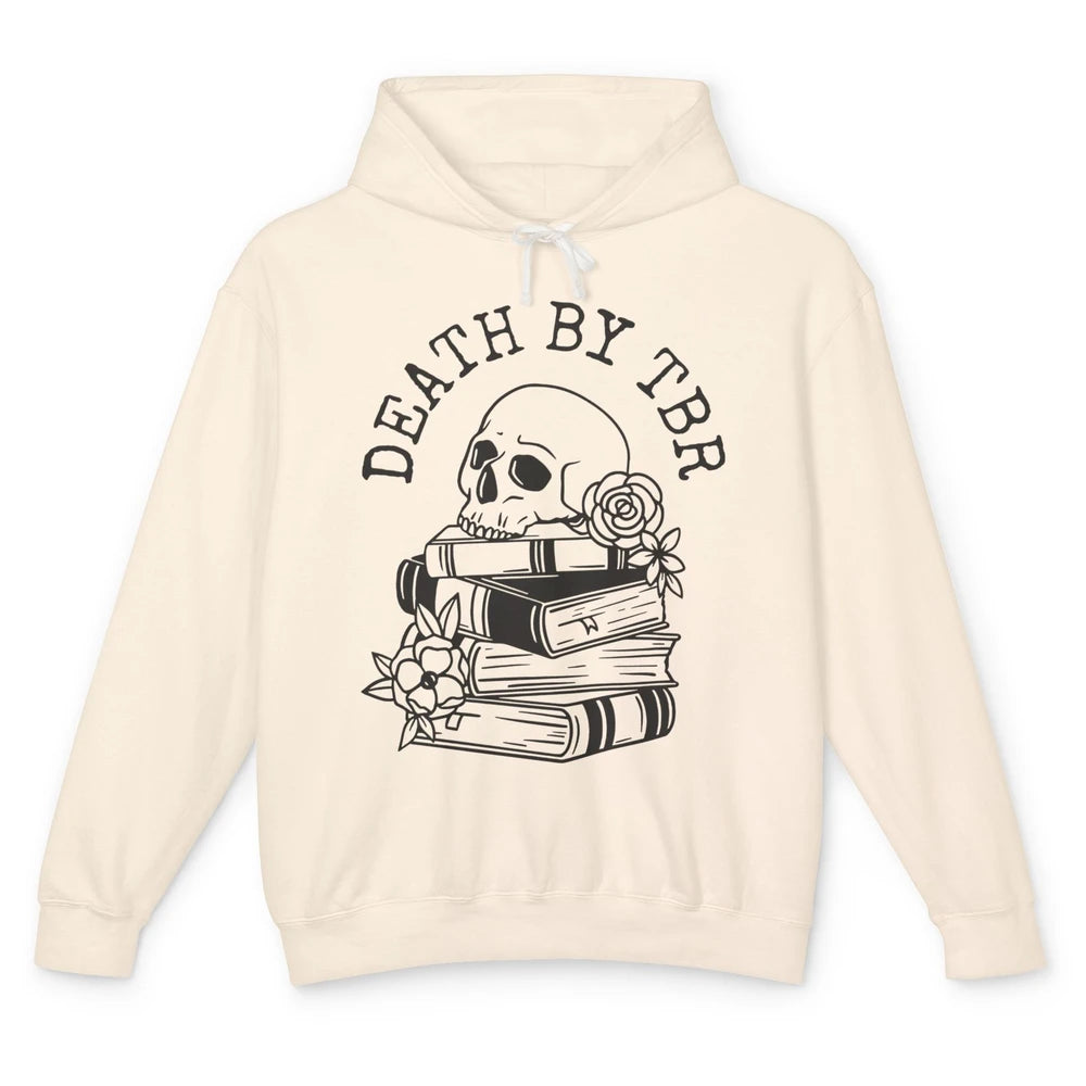 Floral Skull Books Death By TBR Book Reading Lovers Unisex Lightweight Hoodie