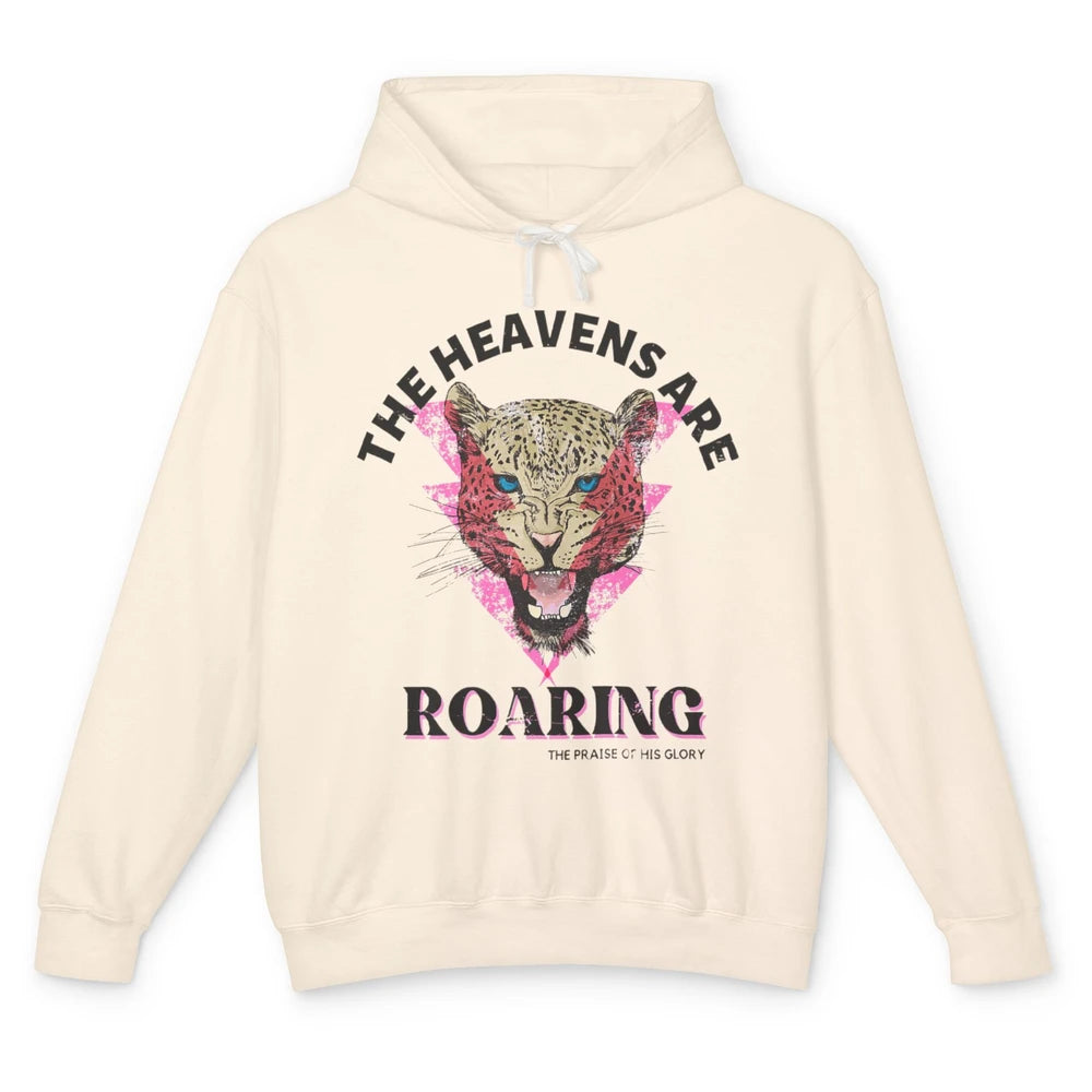 Retro Lion Heavens Are Roaring Bible Lightning Bolt Leopard Unisex Lightweight Hoodie