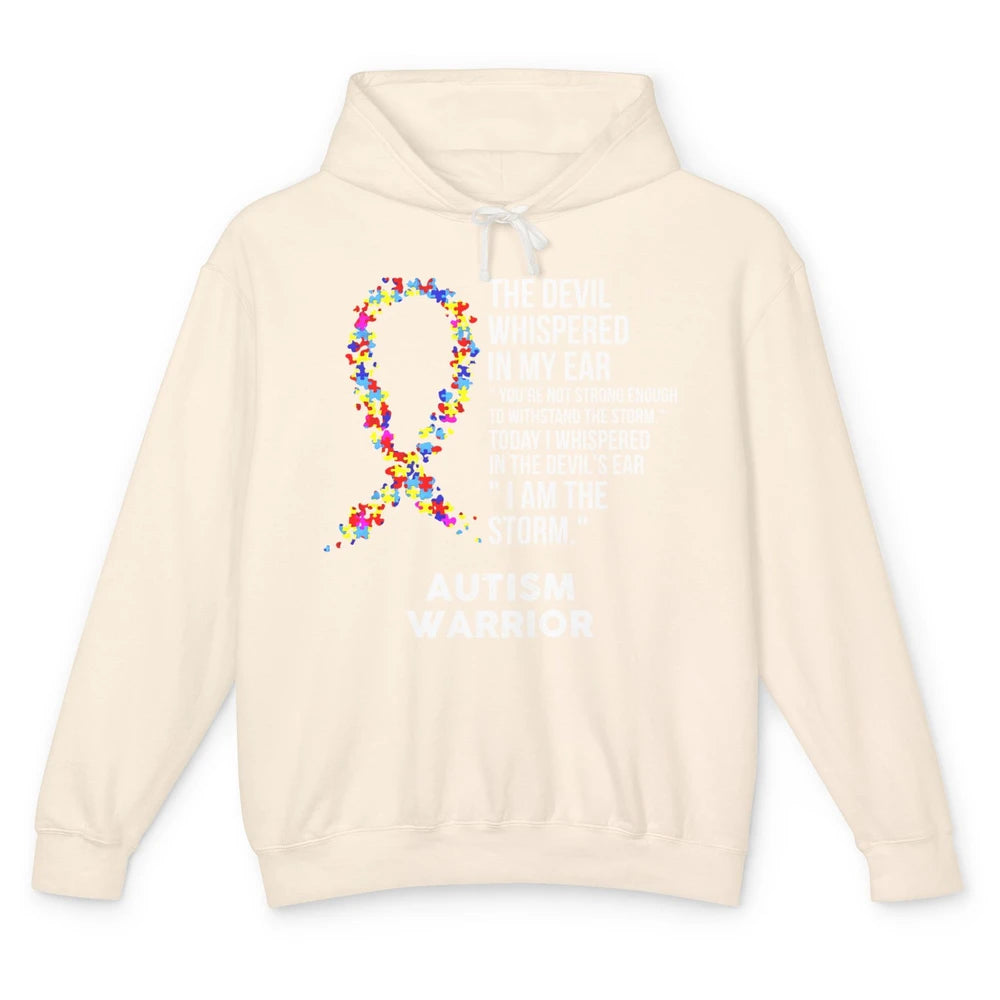 Autism Awareness Support Ribbon The Devil Whispered In Ear Unisex Lightweight Hoodie