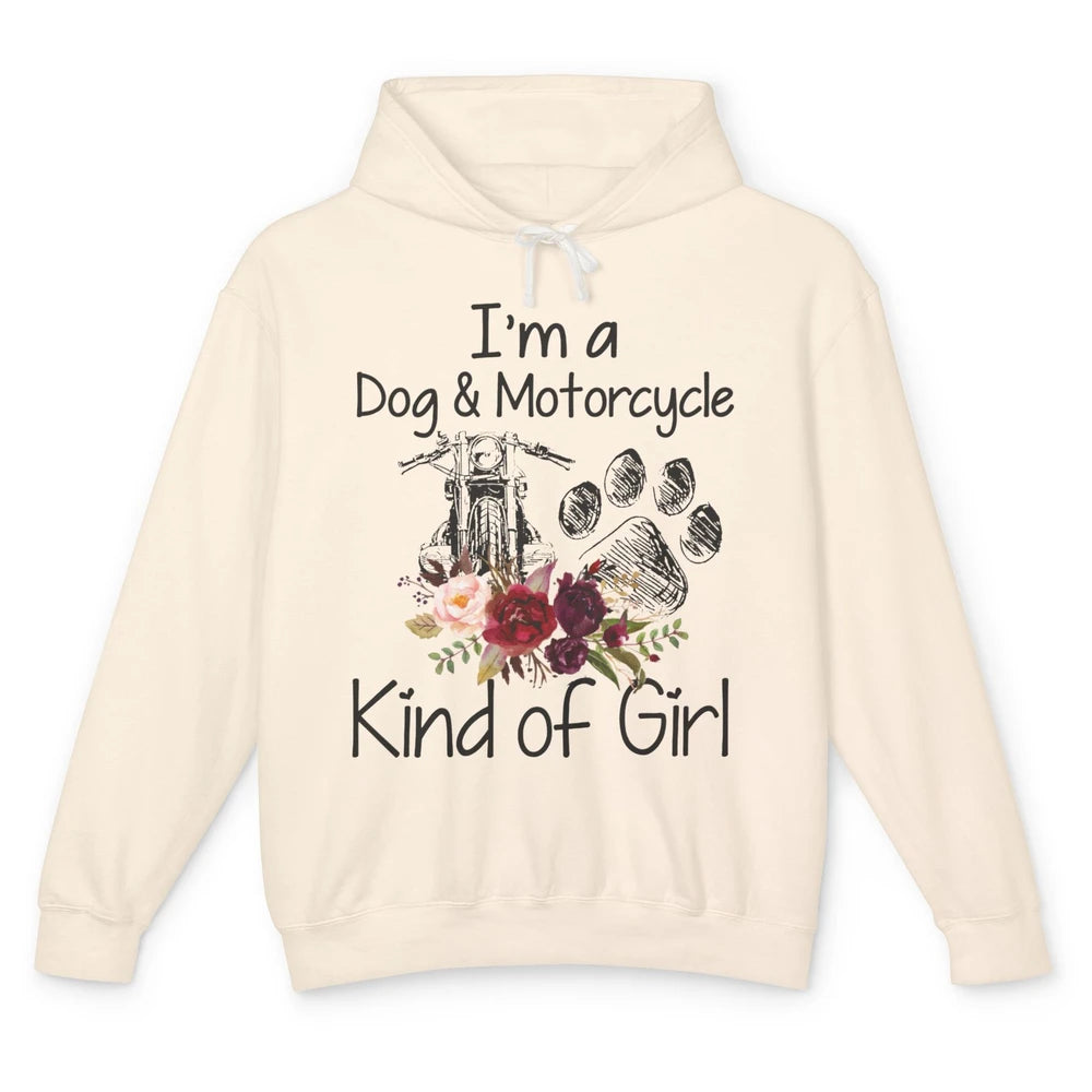 Retro Floral Motorbike I'm Dog Motorcycle Kinda Girl Dog Mom Unisex Lightweight Hoodie