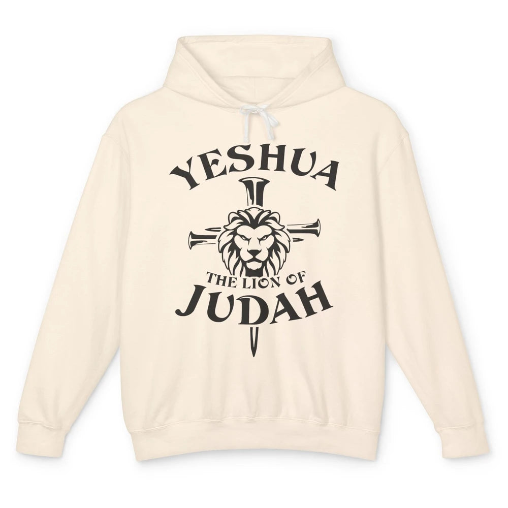 Yeshua Jesus Cross Lion Of Judah Christian Faith Religious Unisex Lightweight Hoodie