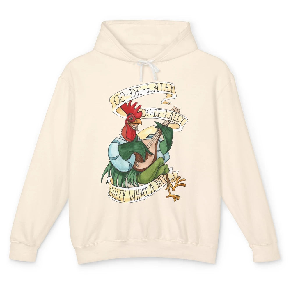 Funny Chicken Rooster Play Banjo What A Day Musician Rooster Unisex Lightweight Hoodie