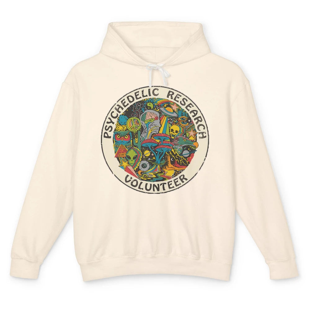 Retro Design Research Volunteer Psychedelic Mushroom Vintage Unisex Lightweight Hoodie