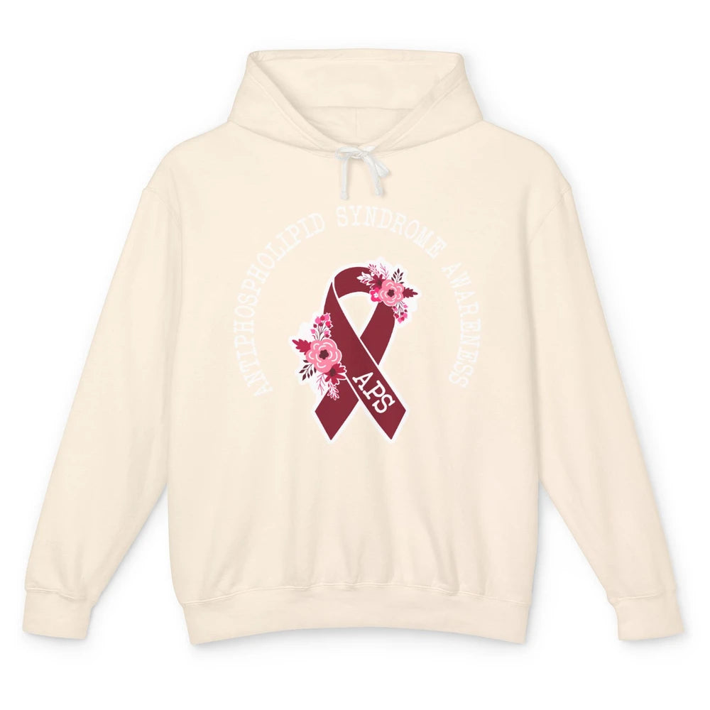 Antiphospholipid Syndrome Awareness APS Burgundy Ribbon Unisex Lightweight Hoodie