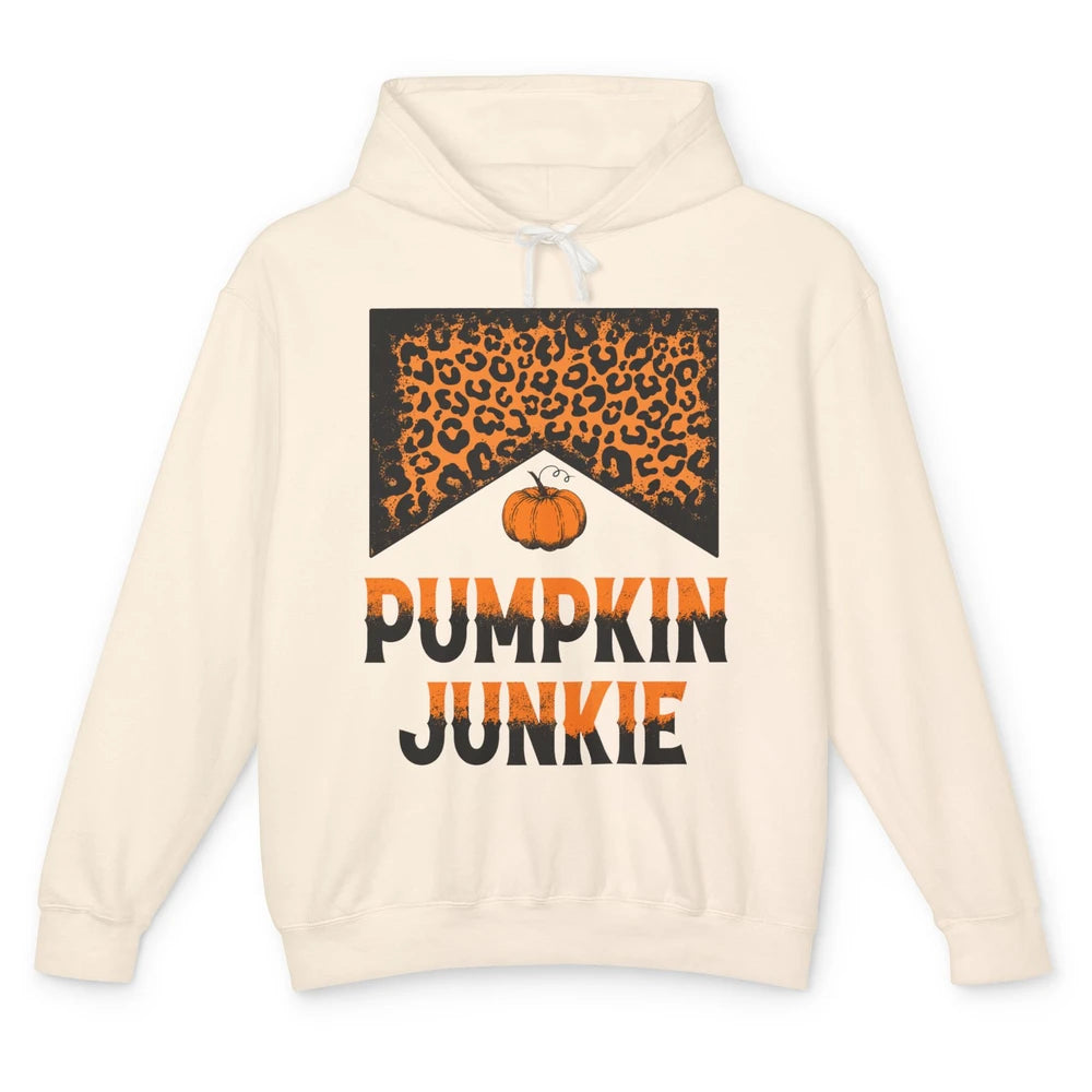 Retro Pumpkin Junkie Leopard Thanksgiving Western Country Unisex Lightweight Hoodie