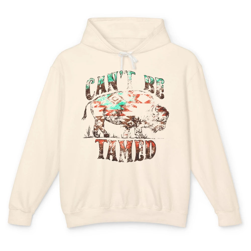 Retro Buffalo Aztec Can't Be Tamed Western Country Highland Unisex Lightweight Hoodie