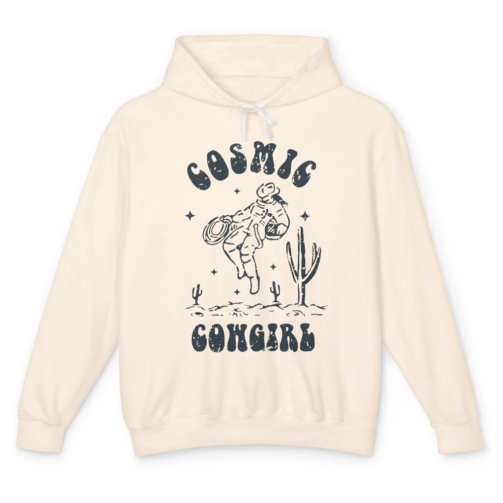 Retro Cowgirl In Space Cosmic Cowboy Western Country Cowgirl Unisex Lightweight Hoodie