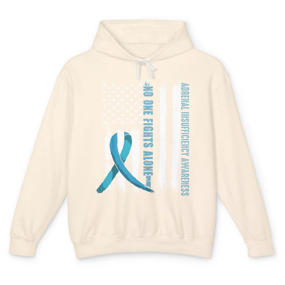 Adrenal Insufficiency Awareness No One Fight Alone US Flag Unisex Lightweight Hoodie