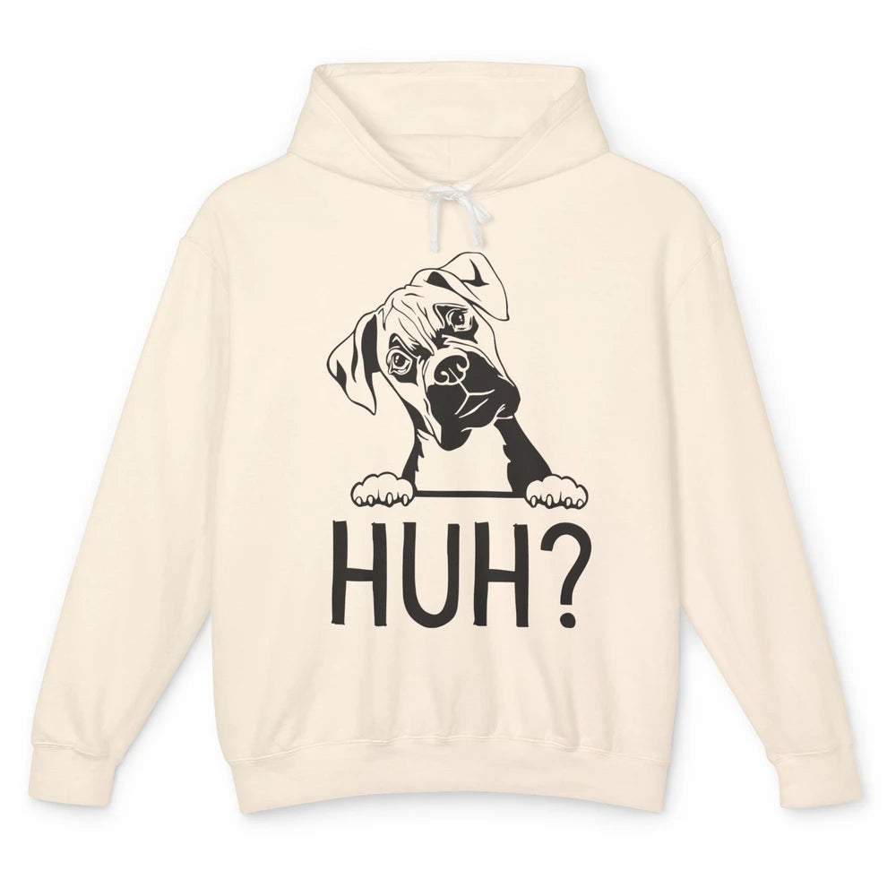 Funny Boxer Dog Black White Huh? Dog Boxer Lovers Gift Unisex Lightweight Hoodie