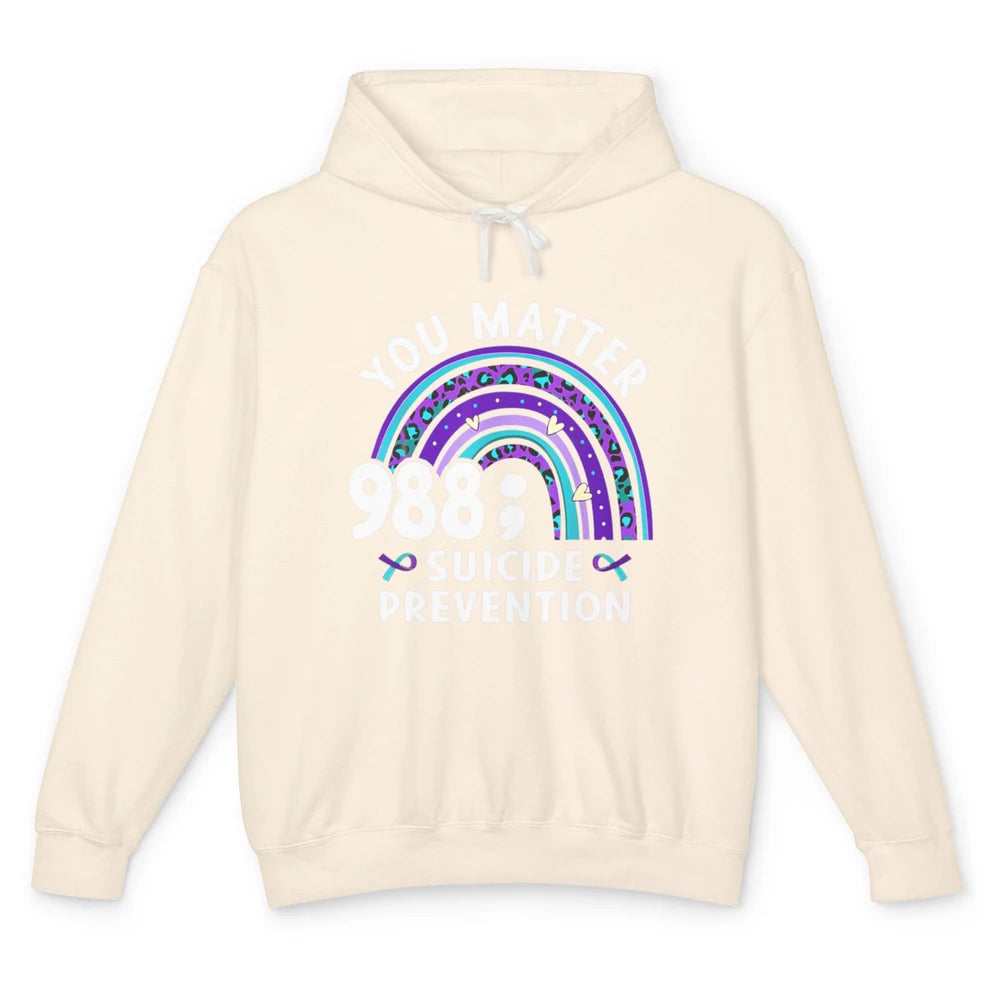 Suicide Prevention Month Hotline Semicolon Rainbow Warrior Unisex Lightweight Hoodie