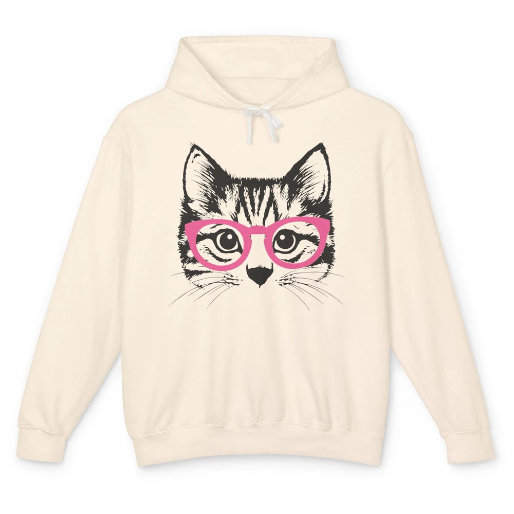 Kitten Cat Wearing Eyeglasses Optometrist Ophthalmologist Unisex Lightweight Hoodie