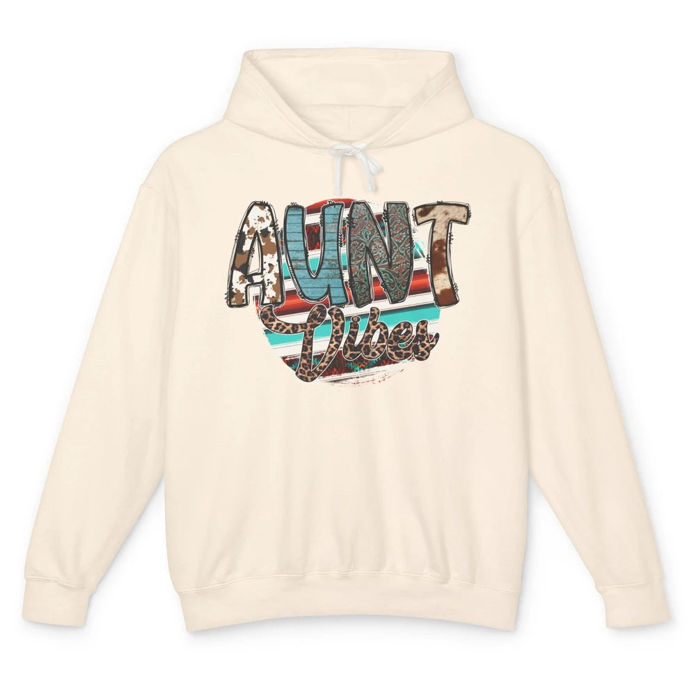 Aunt Vibes Cowhide Leopard Turquoise Western Country Auntie Unisex Lightweight Hoodie