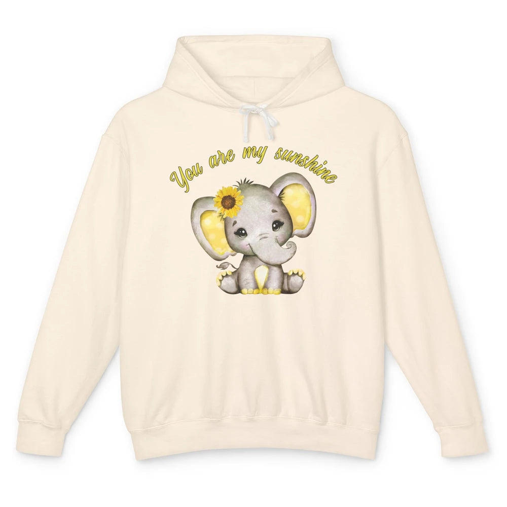 Sunflower Baby Elephant You Are My Sunshine Elephant Mom Unisex Lightweight Hoodie