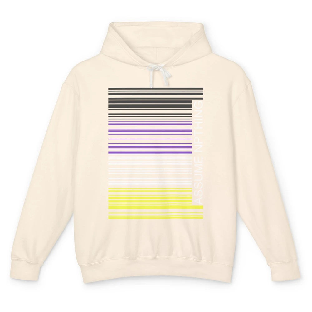 Assume Nothing Barcode Non Binary Genderqueer Pride Month Unisex Lightweight Hoodie