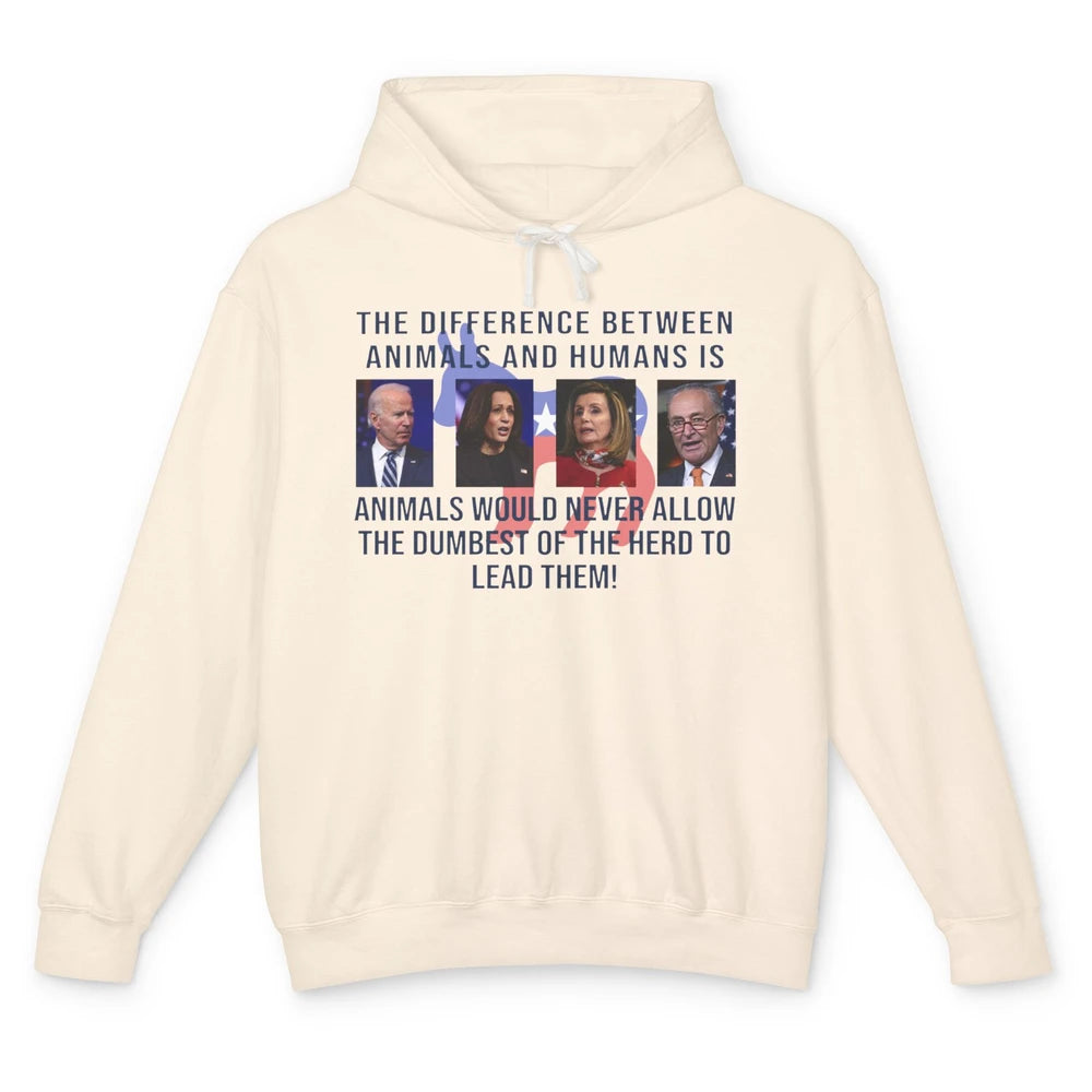 Funny Anti Biden Never Allow The Dumbest To Lead Democrats Unisex Lightweight Hoodie