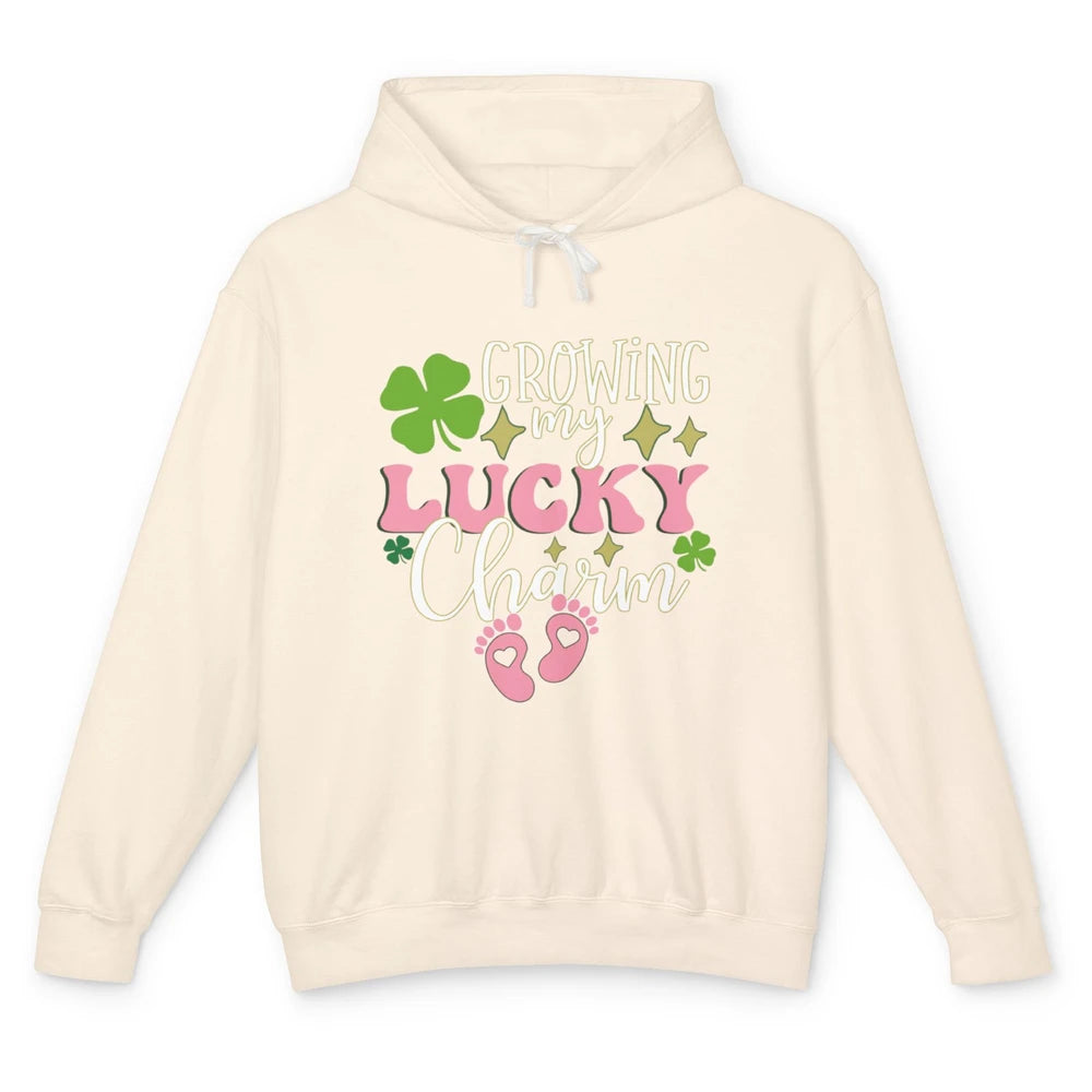 Growing Lucky Charm St Patricks Day Pregnancy Gender Reveal Unisex Lightweight Hoodie