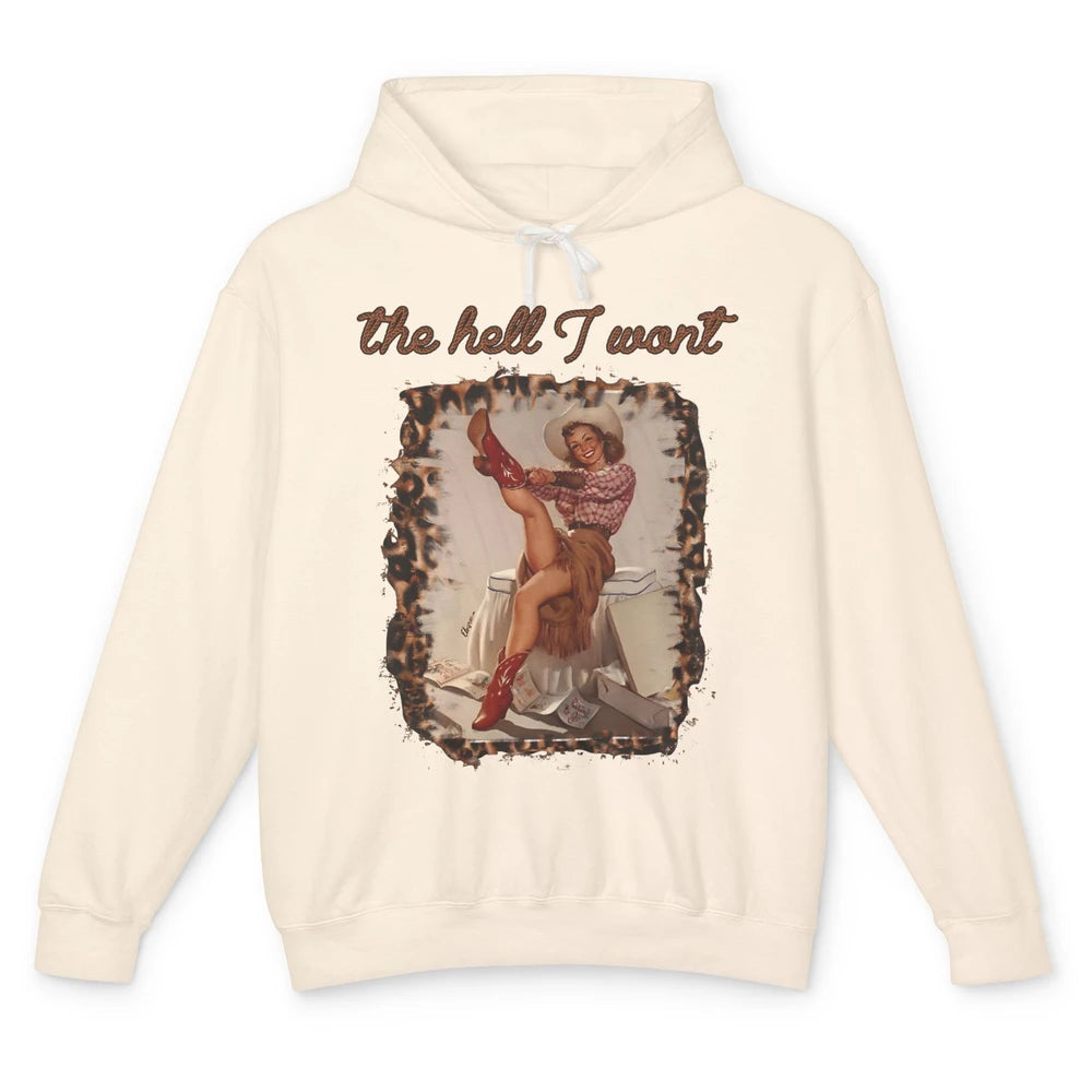 Leopard Boho Cowgirl Boots The Hell I Won't Western Country Unisex Lightweight Hoodie