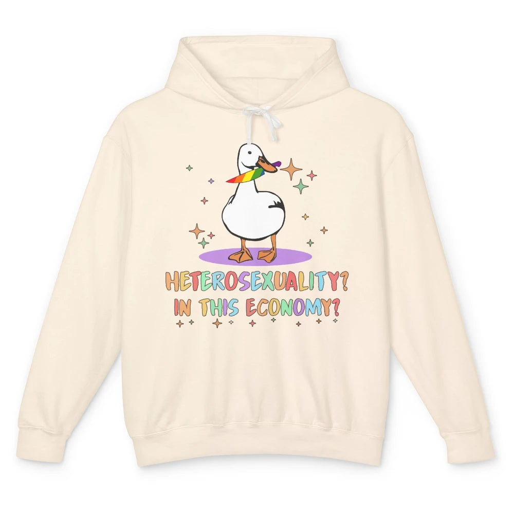 Heterosexuality In This Economy LGBT Goose Rainbow Gay Pride Unisex Lightweight Hoodie