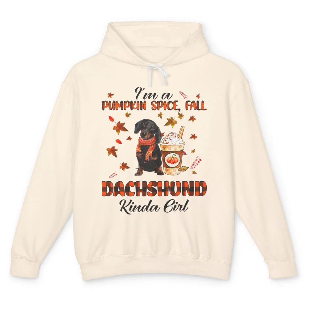 I'm A Pumpkin Spice Fall And Dachshund Kinda Girl Fall Leave Unisex Lightweight Hoodie