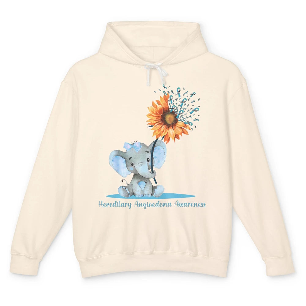 Hereditary Angioedema Awareness Ribbon Baby Elephant Daisy Unisex Lightweight Hoodie