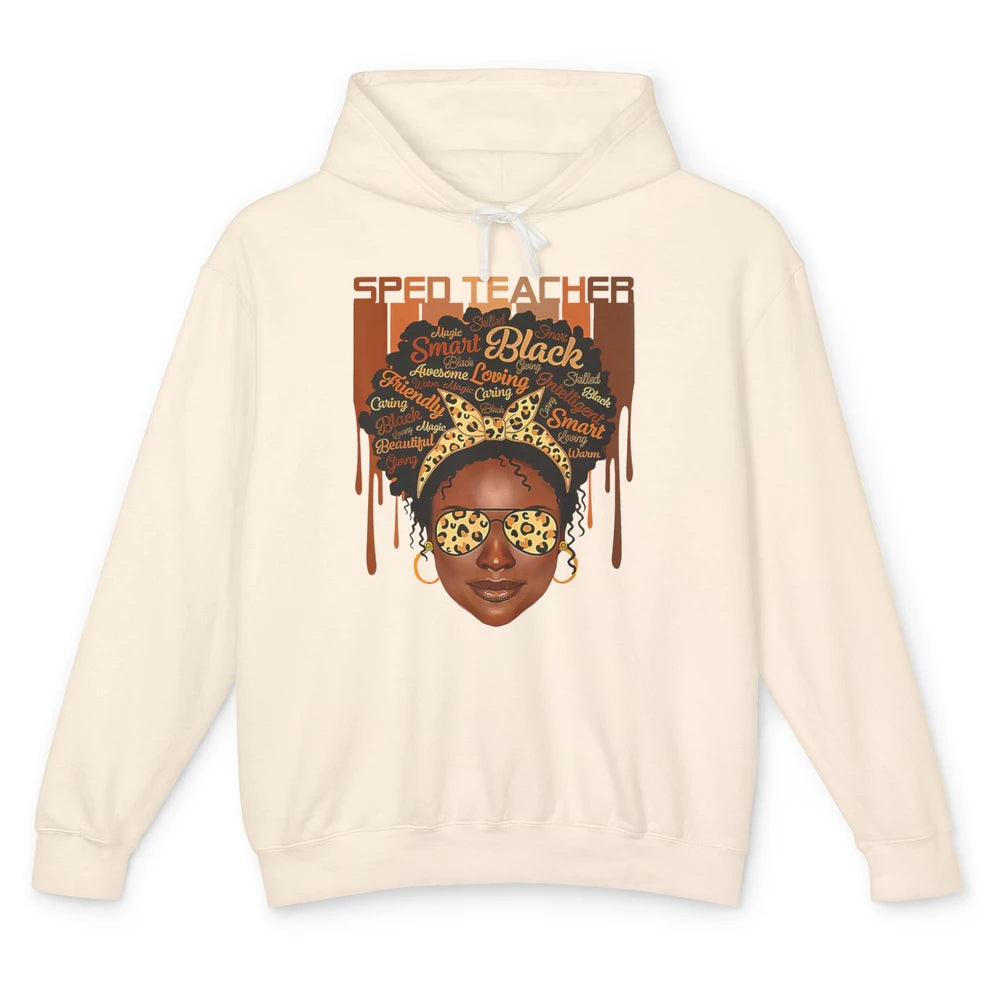 Black Woman Sped Teacher Afro Melanin Special Education SLP Unisex Lightweight Hoodie