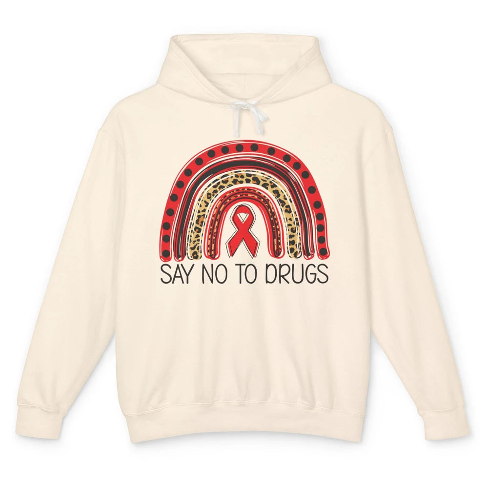 Red Ribbon Week Awareness Leopard Rainbow Say No To Drugs Unisex Lightweight Hoodie